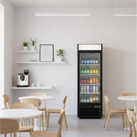 Noriota - 23 Cu Ft Black 1 Glass Door Merchandiser Refrigerator - NMR23B