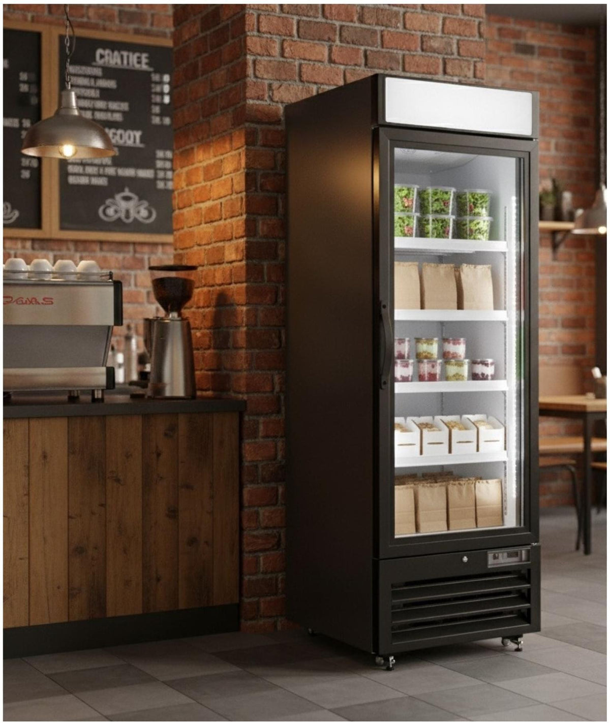 Noriota - 23 Cu Ft Black 1 Glass Door Merchandiser Refrigerator - NMR23B