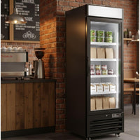 Noriota - 23 Cu Ft Black 1 Glass Door Merchandiser Refrigerator - NMR23B