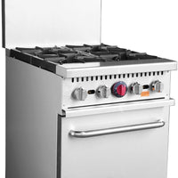 Noriota - 24" Commercial Gas Range with 4 Burners and Oven - NR24 - ETA MID AUGUST