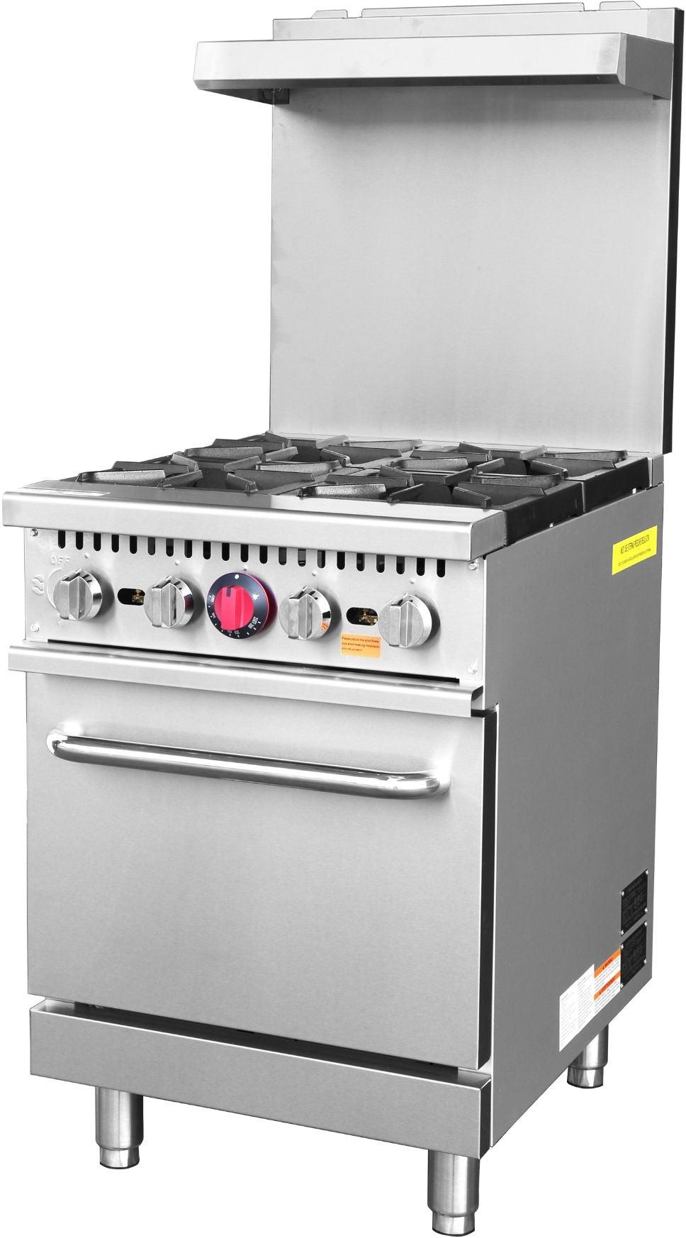 Noriota - 24" Commercial Gas Range with 4 Burners and Oven - NR24 - ETA MID AUGUST