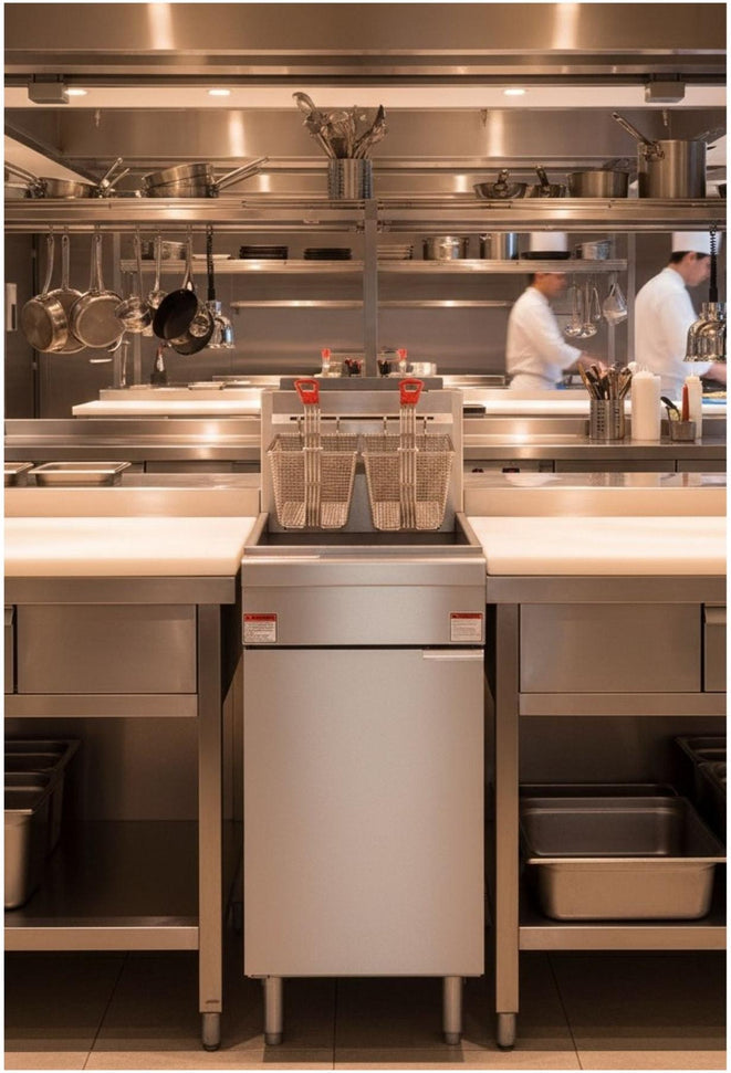 Noriota - 45-50 lbs 4-Tube Commercial Liquid Propane Floor Fryer - NFF4L