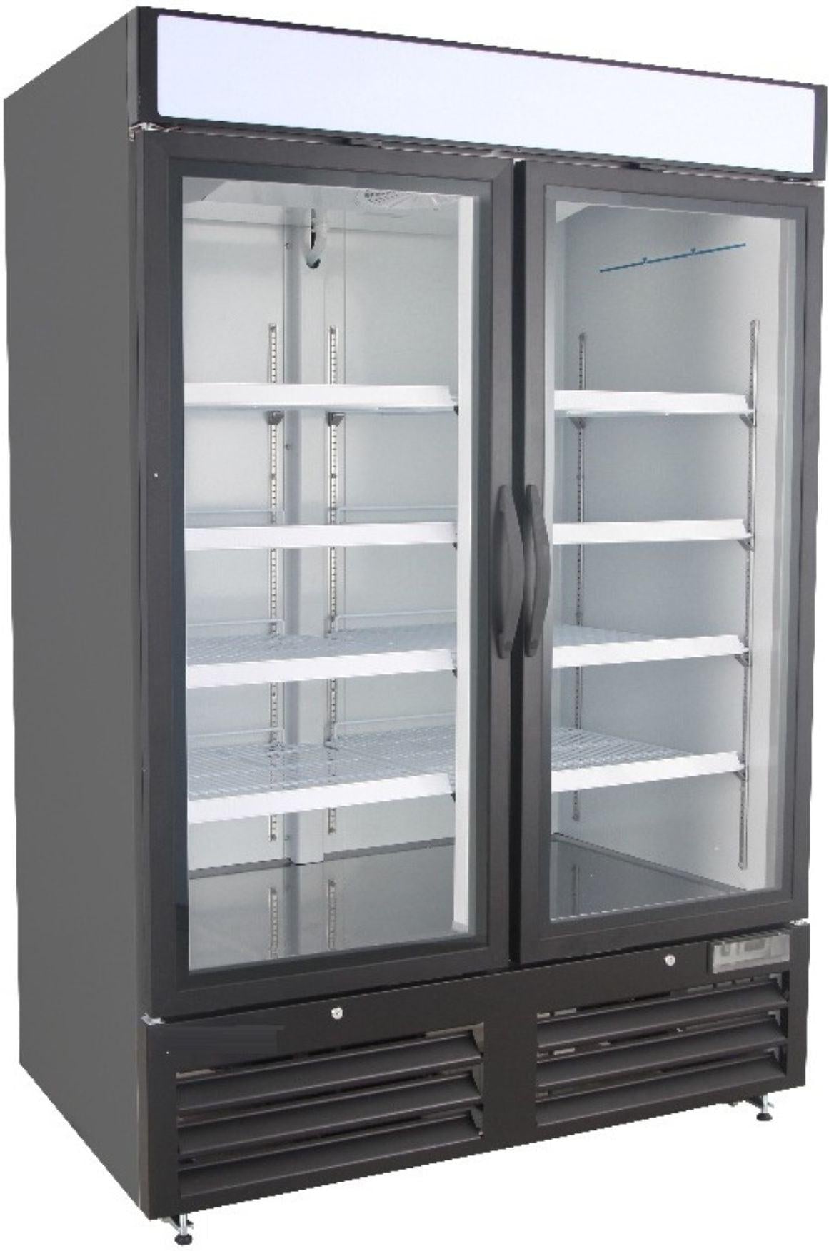 Noriota - 48 Cu Ft Black 2 Glass Doors Merchandiser Freezer - NMF48B