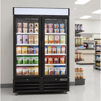 Noriota - 48 Cu Ft Black 2 Glass Doors Merchandiser Freezer - NMF48B