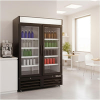 Noriota - 48 Cu Ft Black 2 Glass Doors Merchandiser Refrigerator - NMR48B