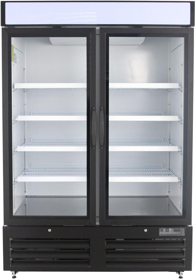 Noriota - 48 Cu Ft Black 2 Glass Doors Merchandiser Refrigerator - NMR48B