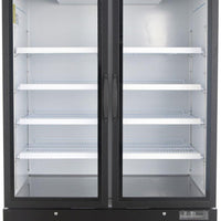Noriota - 48 Cu Ft Black 2 Glass Doors Merchandiser Refrigerator - NMR48B