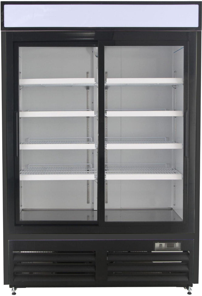 Noriota - 48 Cu Ft Black 2 Sliding Doors Merchandiser Refrigerator - NMR48SB