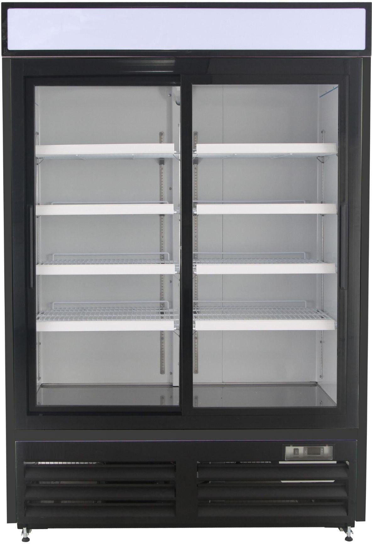 Noriota - 48 Cu Ft Black 2 Sliding Doors Merchandiser Refrigerator - NMR48SB