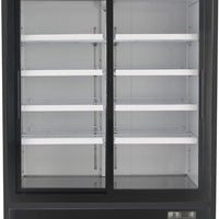 Noriota - 48 Cu Ft Black 2 Sliding Doors Merchandiser Refrigerator - NMR48SB