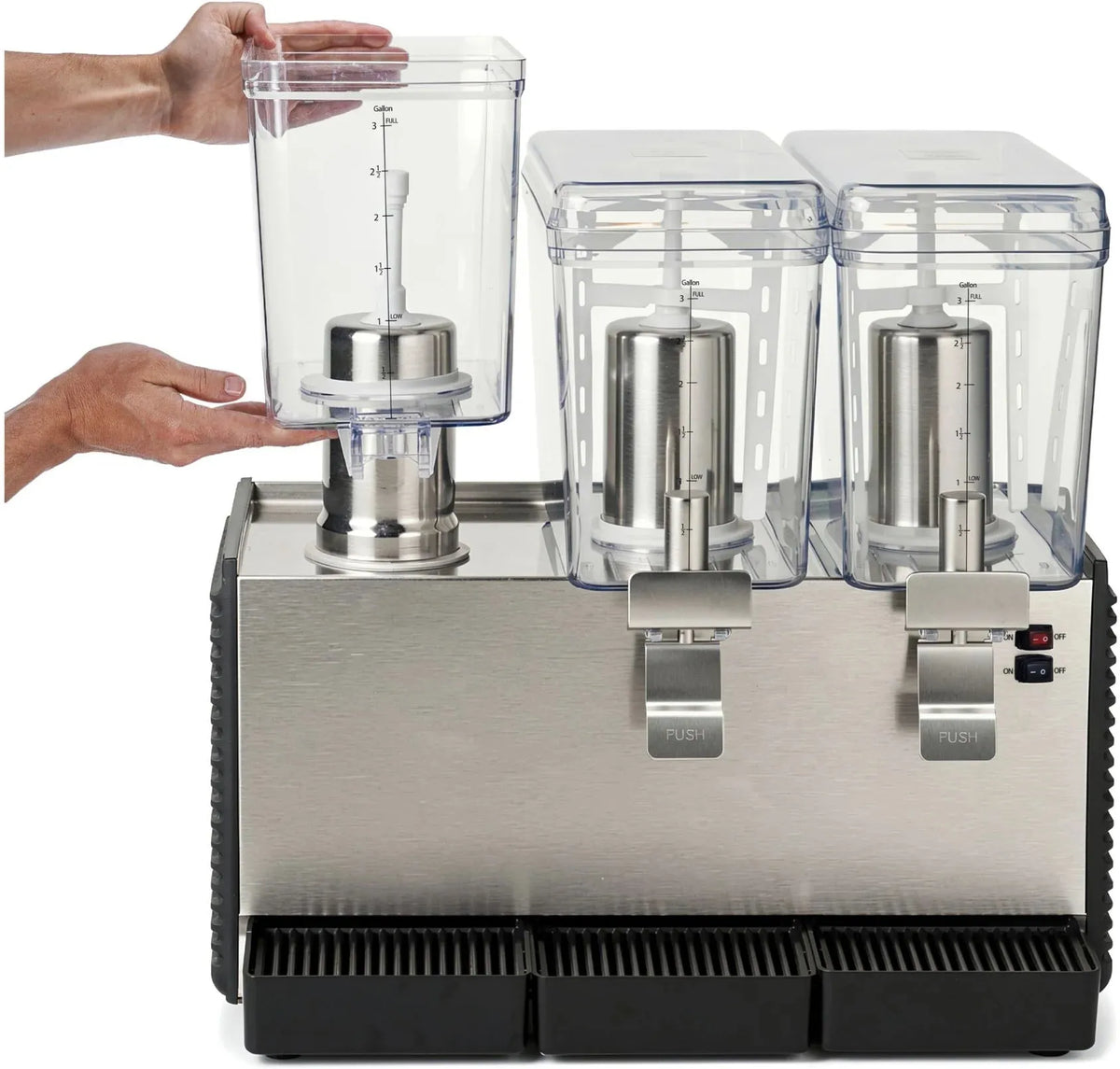 Noriota - Commercial Refrigerated Beverage Dispenser with Three 3 Gallon Bowls - NBD3