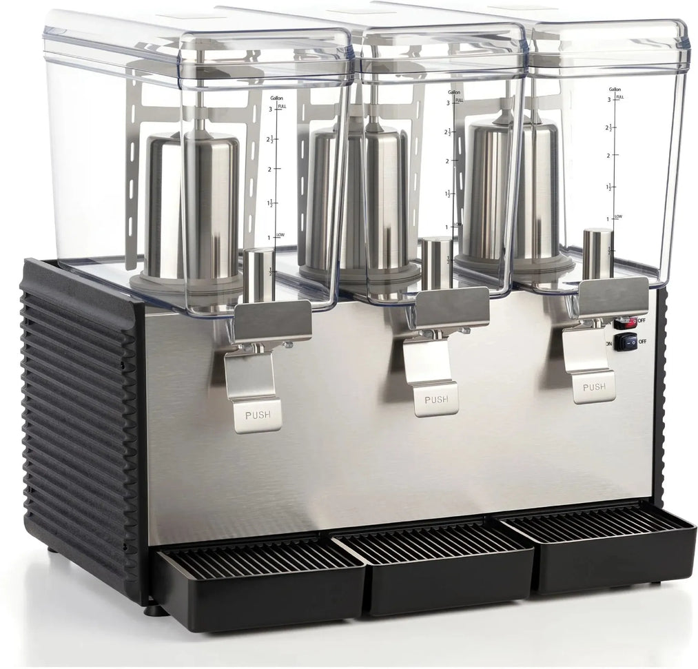 Noriota - Commercial Refrigerated Beverage Dispenser with Three 3 Gallon Bowls - NBD3