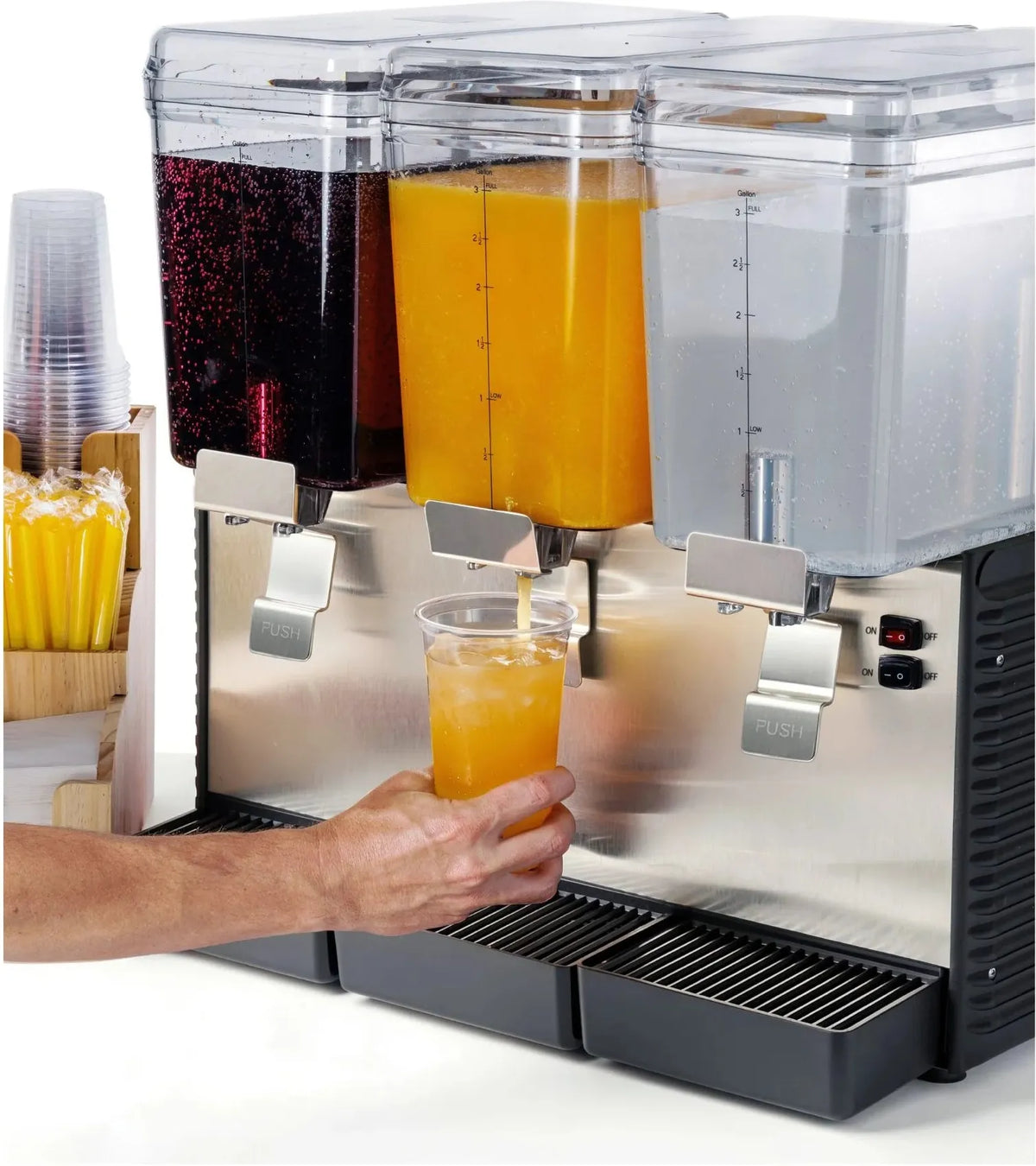 Noriota - Commercial Refrigerated Beverage Dispenser with Three 3 Gallon Bowls - NBD3