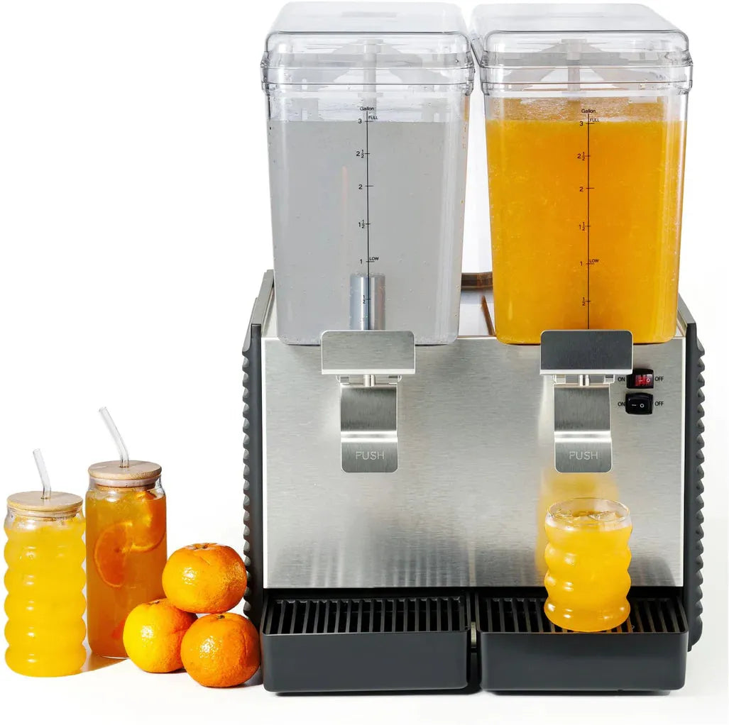 Noriota - Commercial Refrigerated Beverage Dispenser with Two 3 Gallon Bowls - NBD2