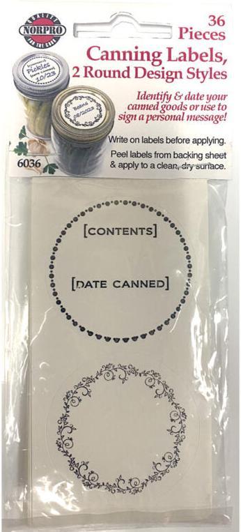 Norpro - 2 Designs 2″ Round Canning Labels, Pack of 36 - 6036