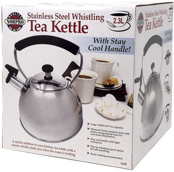 Norpro - 2.3 L Stainless Steel Mirrored Finish Whistling Tea Kettle - 5630