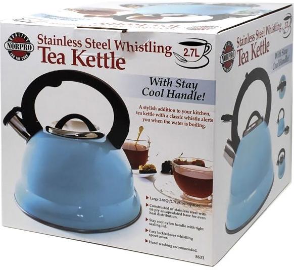 Norpro - 2.7 L Stainless Steel Blue Whistling Tea Kettle - 5631