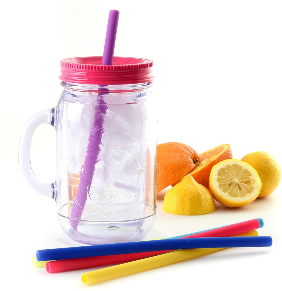Norpro - 9.5" Silicone Jumbo Smoothie Straws with 2 Brush, Pack of 6 - 474