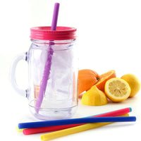 Norpro - 9.5" Silicone Jumbo Smoothie Straws with 2 Brush, Pack of 6 - 474