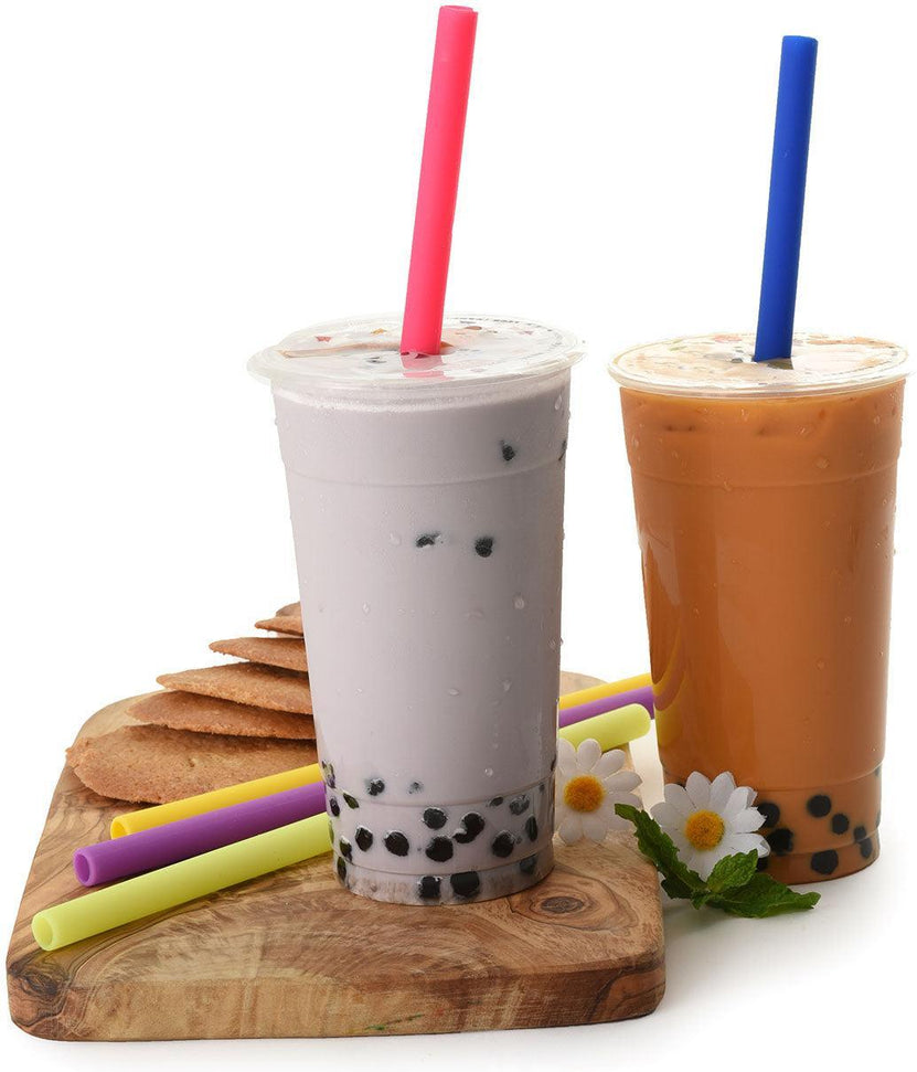 Norpro - 9.5" Silicone Jumbo Smoothie Straws with 2 Brush, Pack of 6 - 474