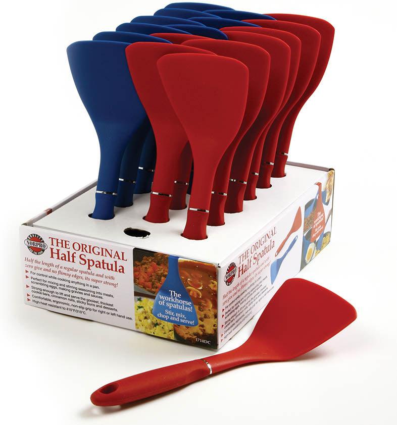 Norpro - GRIP-EZ Blue & Red The Original Half Spatula, Pack of 18 - 1714DC