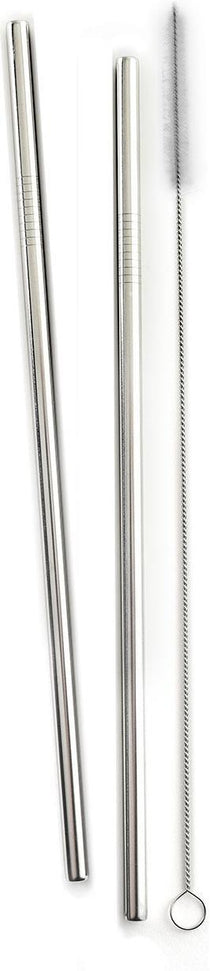 Norpro - Set of 2 Stainless Steel 11″ Straight Straws with 1 Brushe, Pack of 24 Sets - 473D