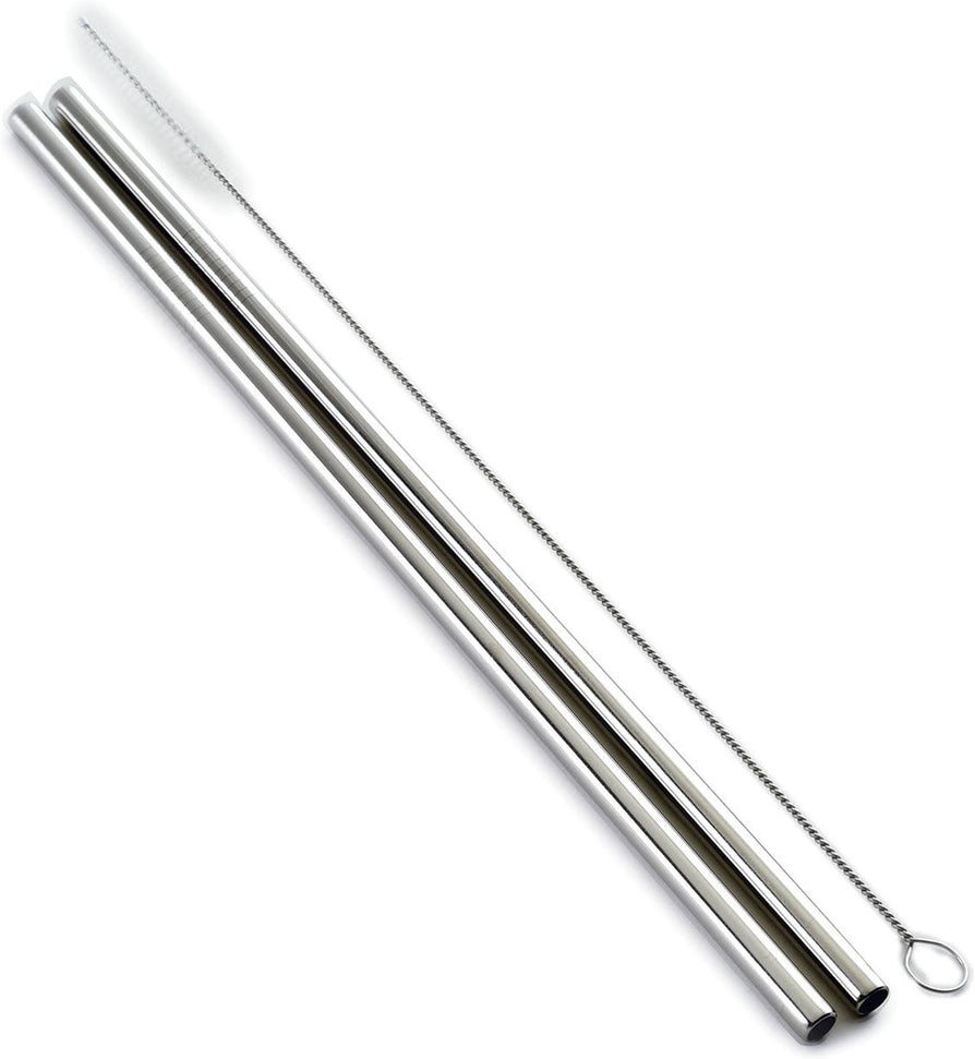 Norpro - Set of 2 Stainless Steel 11″ Straight Straws with 1 Brushe, Pack of 24 Sets - 473D