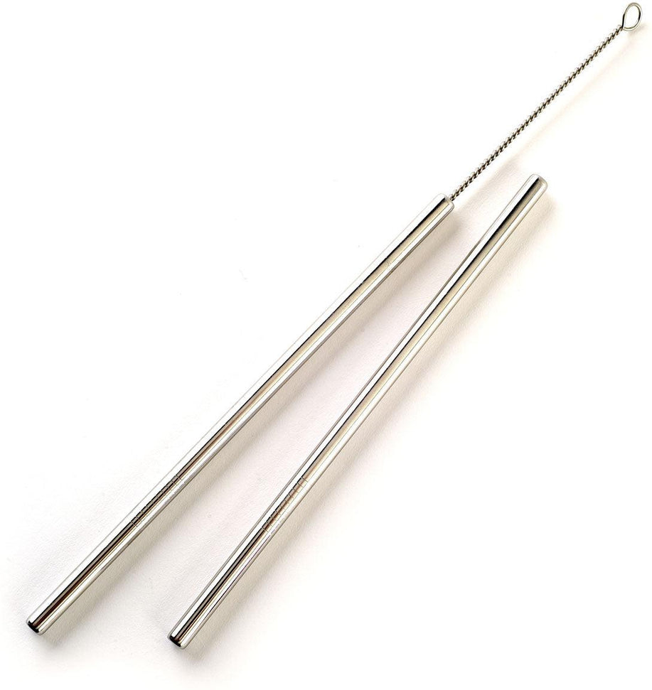 Norpro - Set of 2 Stainless Steel 11″ Straight Straws with 1 Brushe, Pack of 24 Sets - 473D