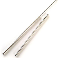 Norpro - Set of 2 Stainless Steel 11″ Straight Straws with 1 Brushe, Pack of 24 Sets - 473D