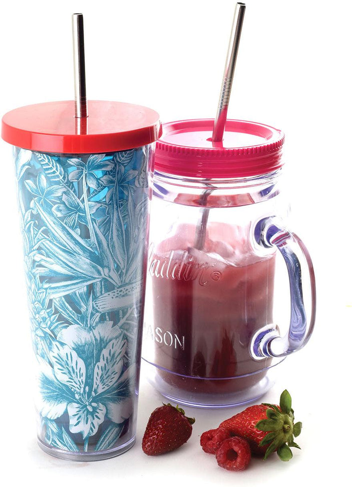 Norpro - Set of 2 Stainless Steel 11″ Straight Straws with 1 Brushe, Pack of 24 Sets - 473D