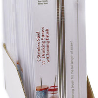 Norpro - Set of 2 Stainless Steel 11″ Straight Straws with 1 Brushe, Pack of 24 Sets - 473D
