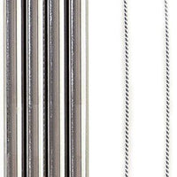 Norpro - Set of 4 Stainless Steel 8.5" Straight Straws with 2 Brushes, Pack of 24 Sets - 470D