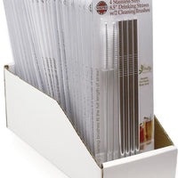 Norpro - Set of 4 Stainless Steel 8.5" Straight Straws with 2 Brushes, Pack of 24 Sets - 470D
