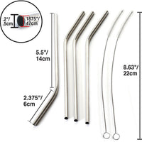Norpro - Set of 4 Stainless Steel Angled Straws with 2 Brushes, Pack of 24 Sets - 436D
