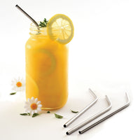 Norpro - Set of 4 Stainless Steel Angled Straws with 2 Brushes, Pack of 24 Sets - 436D