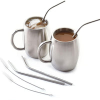 Norpro - Set of 4 Stainless Steel Angled Straws with 2 Brushes, Pack of 24 Sets - 436D
