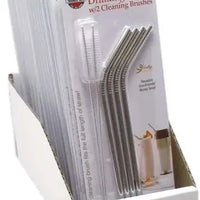 Norpro - Set of 4 Stainless Steel Angled Straws with 2 Brushes, Pack of 24 Sets - 436D