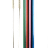 Norpro - Set of 4 Stainless Steel Metallic Smoothie Straws with 2 Brushes, Pack of 24 Sets - 466D