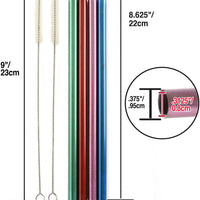 Norpro - Set of 4 Stainless Steel Metallic Smoothie Straws with 2 Brushes, Pack of 24 Sets - 466D