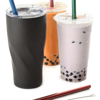Norpro - Set of 4 Stainless Steel Metallic Smoothie Straws with 2 Brushes, Pack of 24 Sets - 466D