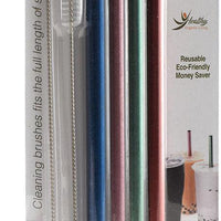 Norpro - Set of 4 Stainless Steel Metallic Smoothie Straws with 2 Brushes, Pack of 24 Sets - 466D
