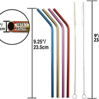 Norpro - Set of 4 Stainless Steel Metallic Straws with 2 Brushes, Pack of 24 Sets - 455D