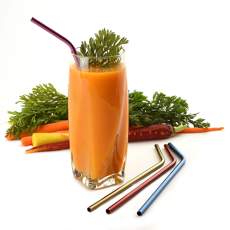 Norpro - Set of 4 Stainless Steel Metallic Straws with 2 Brushes, Pack of 24 Sets - 455D