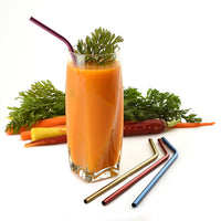 Norpro - Set of 4 Stainless Steel Metallic Straws with 2 Brushes, Pack of 24 Sets - 455D