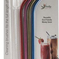 Norpro - Set of 4 Stainless Steel Metallic Straws with 2 Brushes, Pack of 24 Sets - 455D