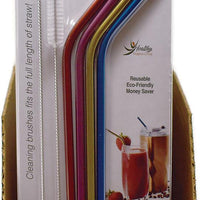 Norpro - Set of 4 Stainless Steel Metallic Straws with 2 Brushes, Pack of 24 Sets - 455D