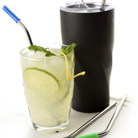 Norpro - Set of 4 Stainless Steel Silicone Tipped Straws with 2 Brushes, Pack of 24 Sets - 456D
