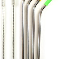 Norpro - Set of 4 Stainless Steel Silicone Tipped Straws with 2 Brushes, Pack of 24 Sets - 456D