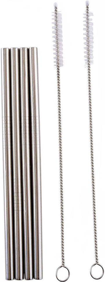 Norpro - Set of 4 Stainless Steel Straws with 2 Brushes, Pack of 24 Sets - 454D