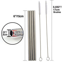 Norpro - Set of 4 Stainless Steel Straws with 2 Brushes, Pack of 24 Sets - 454D
